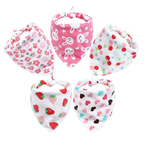 Baby Bibs 5Pcs/Lot Cotton Bibs Cartoon Print Saliva Towel Baby Boys Girls Bibs Newborn Feeding Bibs Unisex Cute Bandana Bibs