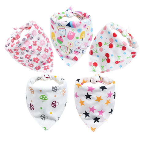 Baby Bibs 5Pcs/Lot Cotton Bibs Cartoon Print Saliva Towel Baby Boys Girls Bibs Newborn Feeding Bibs Unisex Cute Bandana Bibs