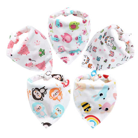 Baby Bibs 5Pcs/Lot Cotton Bibs Cartoon Print Saliva Towel Baby Boys Girls Bibs Newborn Feeding Bibs Unisex Cute Bandana Bibs