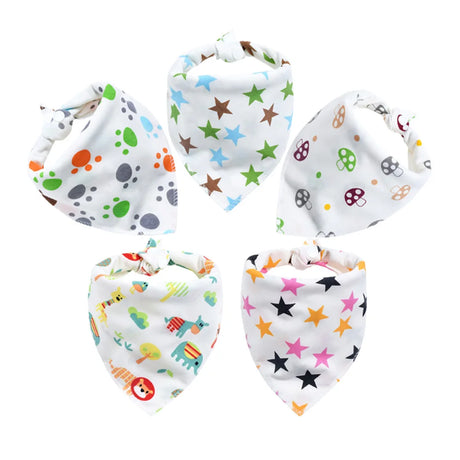 Baby Bibs 5Pcs/Lot Cotton Bibs Cartoon Print Saliva Towel Baby Boys Girls Bibs Newborn Feeding Bibs Unisex Cute Bandana Bibs