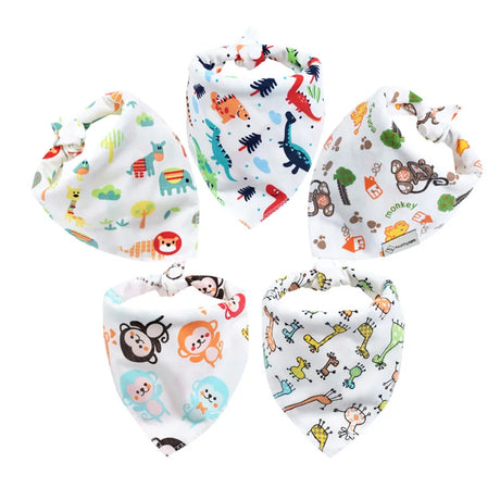 Baby Bibs 5Pcs/Lot Cotton Bibs Cartoon Print Saliva Towel Baby Boys Girls Bibs Newborn Feeding Bibs Unisex Cute Bandana Bibs