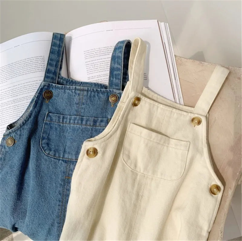 Baby Boy Solid Denim Overalls Child Jean Bib Pants Infant Jumpsuit Children's Clothing Kids Overalls Autumn Girls Outfits