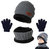 Baby Boys Winter Warmer Kids Fleece Hat Scarf and Gloves Set Children Knitted Hat Beanies Cap Neck Scarf Glove Suit For Kids