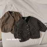 Baby Cotton Hemp Coat Checkered Korean Girls' Coat Loose Boys' Cardigan Autumn Children's Top