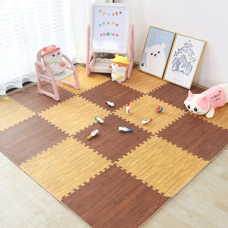 Baby EVA Foam Play Gym Puzzle Mats Wooden Interlocking Exercise Tiles Crawling Carpet And Rug for Kids Game Activity Soft Floor