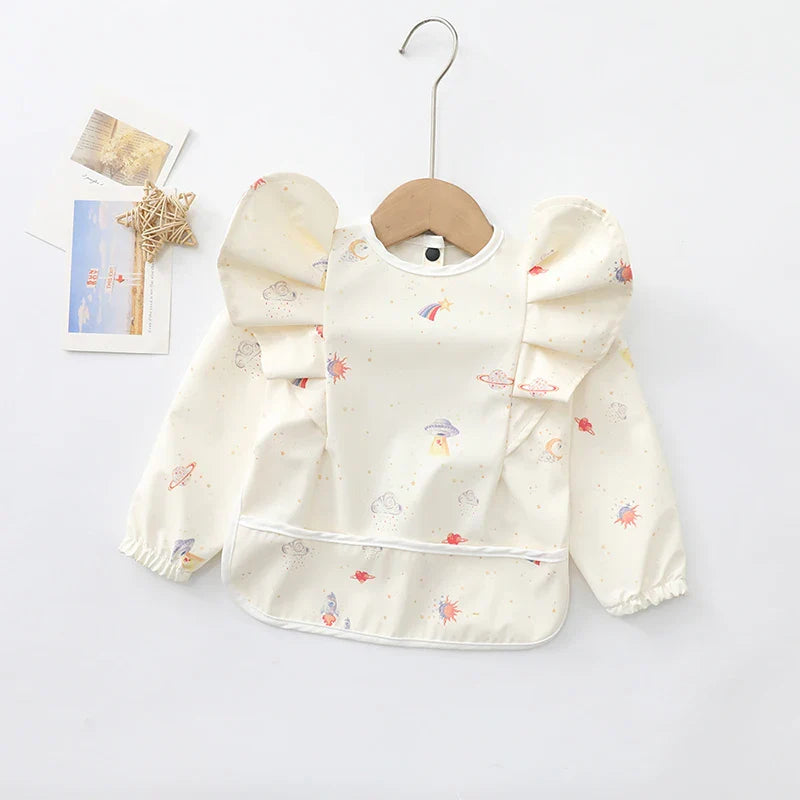 Baby Feeding Bibs With Pocket For Newborn Angel Wings Kids Waterproof Long Sleeve Art Smock Baby Stuff Anti-dirty Dinning Apron