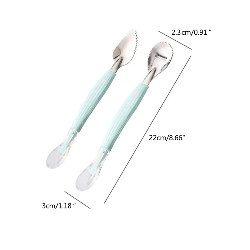 Baby Feeding Spoon Scraper Spoon Silicone Fruit Puree Spoon Supplementary Food Feeder Dual-Head Spoon Toddler Utensil