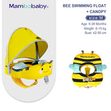 Baby Float With Crotch Strap & Inflation-free Solid Core Mambobaby Kid Swimming Ring Have Sunshade 0-7 Yeas Old Swim Pool Tube