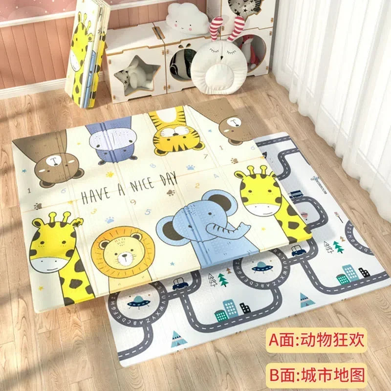 Baby Folding Crawling Activity Mat Kids Cartoon Waterproof Crawling Game Carpet Double-sided New Children's Carpet Soft Foam Pad