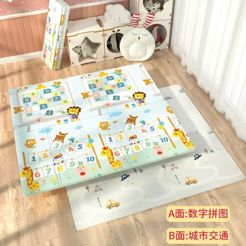 Baby Folding Crawling Activity Mat Kids Cartoon Waterproof Crawling Game Carpet Double-sided New Children's Carpet Soft Foam Pad