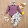 Baby Girl Clothes Newborn Infant Autumn 3Pcs Set Cotton Romper Dot Pants Headband fall Outfits Clothes Baby Girls Clothing Suit