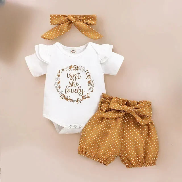 Baby Girl Clothes Newborn Infant Autumn 3Pcs Set Cotton Romper Dot Pants Headband fall Outfits Clothes Baby Girls Clothing Suit