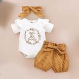 Baby Girl Clothes Newborn Infant Autumn 3Pcs Set Cotton Romper Dot Pants Headband fall Outfits Clothes Baby Girls Clothing Suit