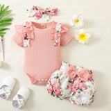 Baby Girl Clothes Newborn Infant Autumn 3Pcs Set Cotton Romper Dot Pants Headband fall Outfits Clothes Baby Girls Clothing Suit