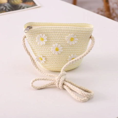 Baby Girl Fashion Casual Solid Straw Shoulder Bags Backpack Accessories Kids Children Cute Round Messenger Candy Color Small Bag