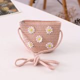 Baby Girl Fashion Casual Solid Straw Shoulder Bags Backpack Accessories Kids Children Cute Round Messenger Candy Color Small Bag