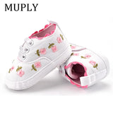 Baby Girl Shoes White Lace Floral Embroidered Soft Shoes Prewalker Walking Toddler Kids Shoes First Walker free shipping