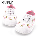 Baby Girl Shoes White Lace Floral Embroidered Soft Shoes Prewalker Walking Toddler Kids Shoes First Walker free shipping