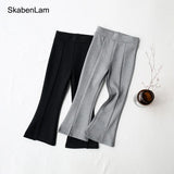 Baby Girls Elegant Solid Color  Boot Cut Flare Pants Spring Elastic Band Split Pants Bottoms Trousers for Kids Children Clothes