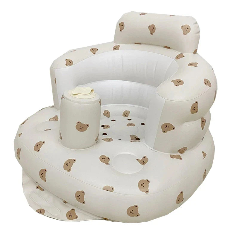 Baby Inflatable Sofa Children Puff Portable Bath Chairs PVC Multifunctional Seat Practice Sitting Bath Stool