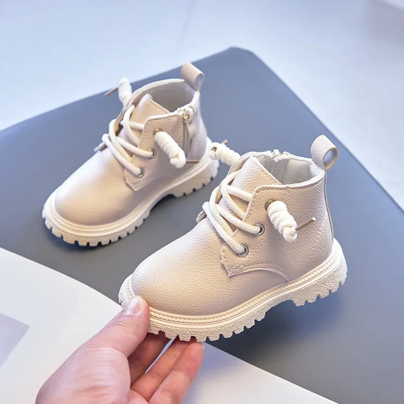 Baby Kids Short Boots Boys Shoes Autumn Winter Leather Children Boots Fashion Toddler Girls Boots Toddler Boot Snow Shoes E08091