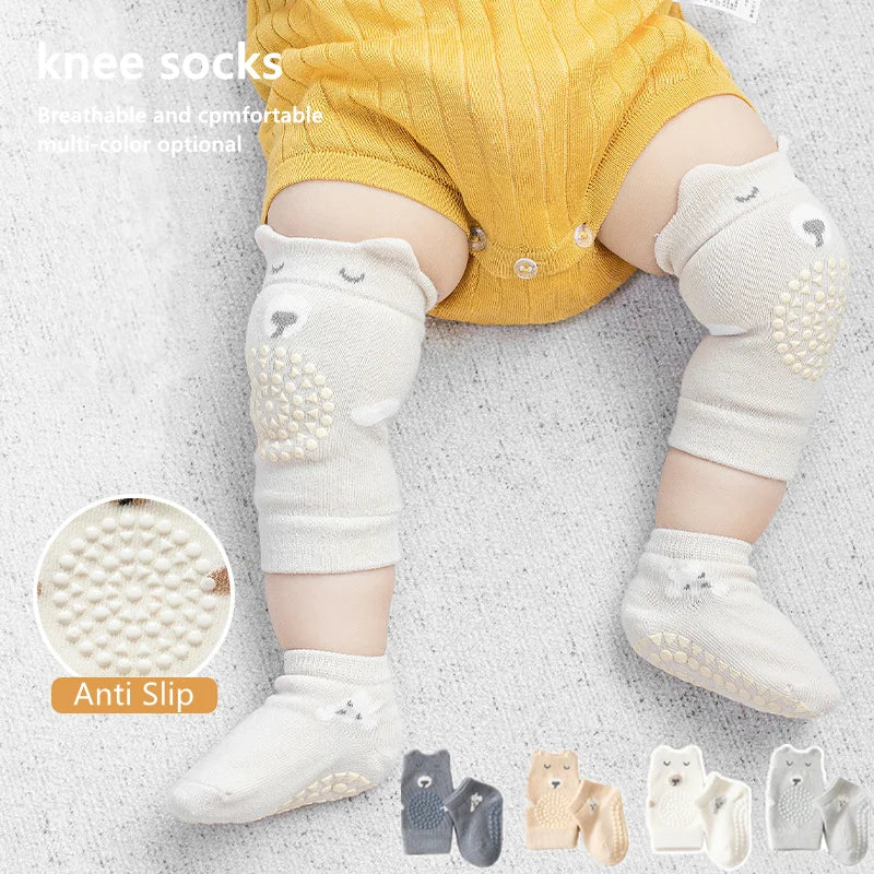 Baby Knee Pads Socks Set Anti-Slip Socks Kneecap Kid Crawling Safety Floor Socks Knee Protector Kneepad Leg Warmers Girls Boys