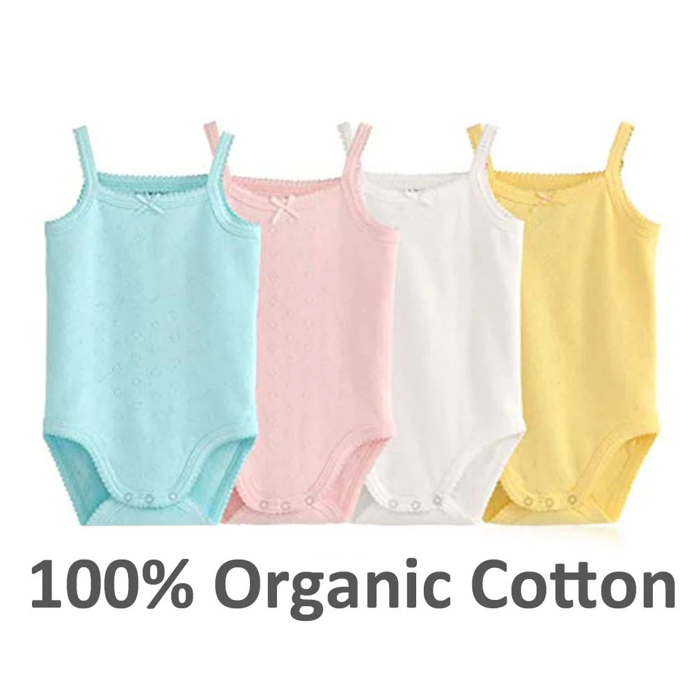 Baby One-Pieces Bodysuits for Newborn Girls Kids Cotton Sleeveless Rompers Toddlers Summer Playsuits White Clothes Outfit 2023