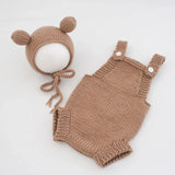 Baby Photoshoot Props Costume Set Jumpsuit & Bear Ear Hat Newborn Photo Props Photography Clothes Photosudio Accessories