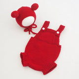 Baby Photoshoot Props Costume Set Jumpsuit & Bear Ear Hat Newborn Photo Props Photography Clothes Photosudio Accessories