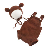 Baby Photoshoot Props Costume Set Jumpsuit & Bear Ear Hat Newborn Photo Props Photography Clothes Photosudio Accessories