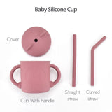 Baby Silicone Sippy Cups BPA-Free Portable Storage Snack Container Feeding Cup For Children Leakproof Learning Drink Cup Sets