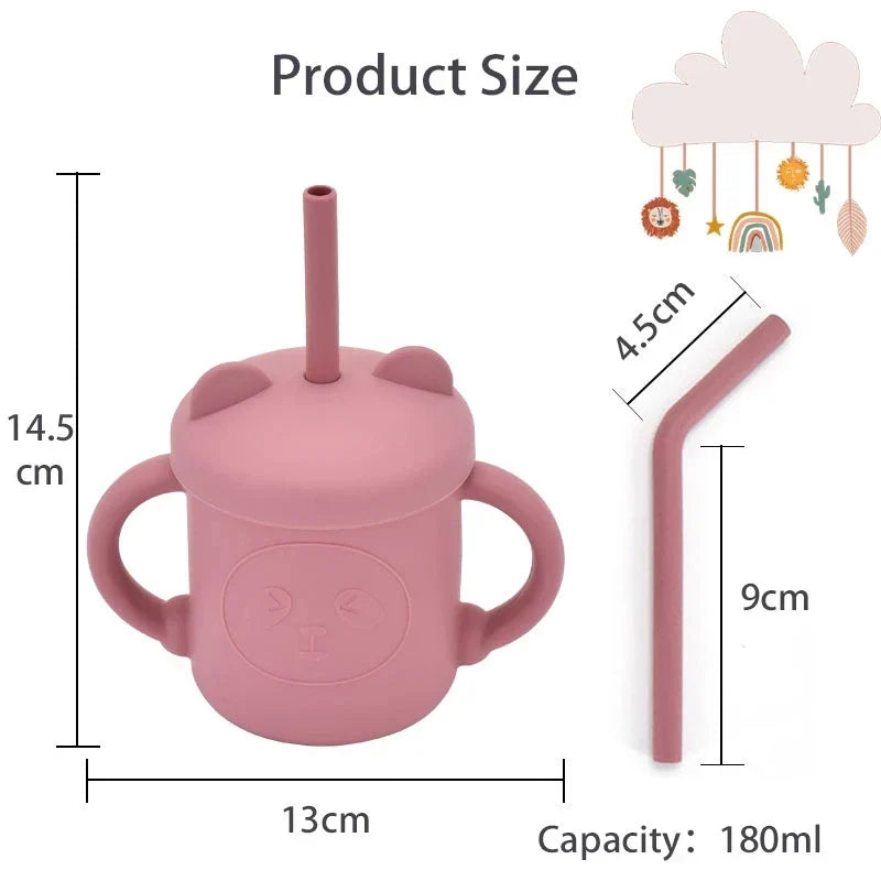 Baby Silicone Sippy Cups BPA-Free Portable Storage Snack Container Feeding Cup For Children Leakproof Learning Drink Cup Sets