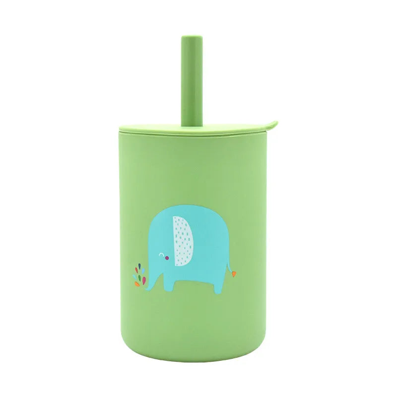 Baby Silicone Sippy Cups BPA-Free Portable Storage Snack Container Feeding Cup For Children Leakproof Learning Drink Cup Sets