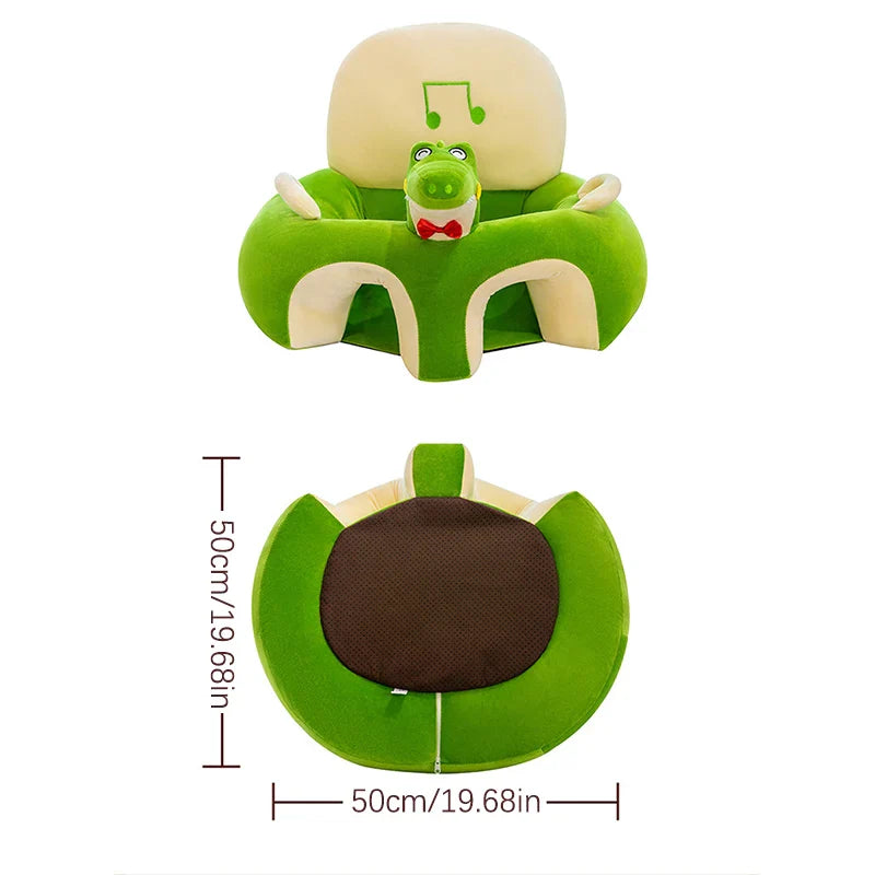 Baby Sitting Chair Cover Plush Chair Cute Animal Shaped Plush Sofa Case Infants Learning Support Seat Cushion (Only Chair Cover)