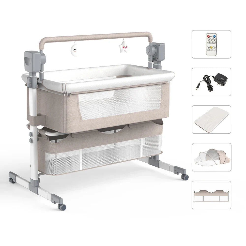 Baby Sleeping Bed Electric Cradle Rocking Bed Newborn Co-sleeper Baby Bedside Bed Sleeping Bassinet