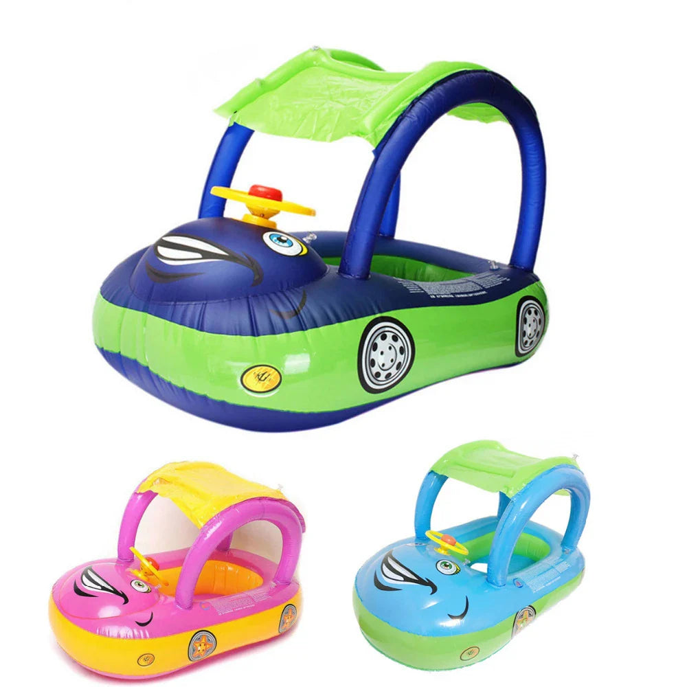 Baby Swim Ring Sunshade Steering Wheel Floating Summer Kids Infant Seat Safety Swimming Trainer Pool Inflatable Swim Float Rings