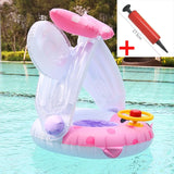 Baby Swimming Float Ring With Roof Inflatable Double Raft Rings Toy Floating Cartoon Steering Wheel Kids Swim Pool Accessories