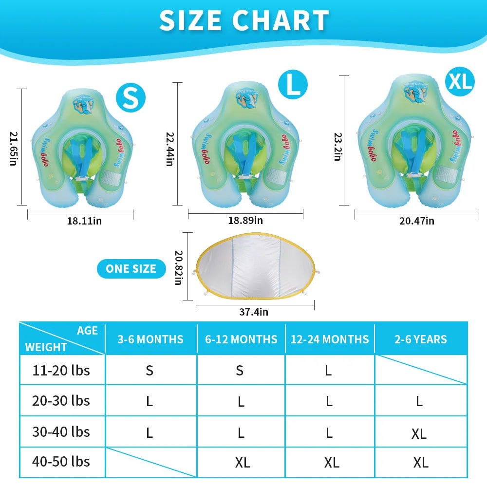 Baby Swimming Float With Sun Canopy Inflatable Infant Floating Swim Kids Swim Pool Accessories Circle Bathing Summer