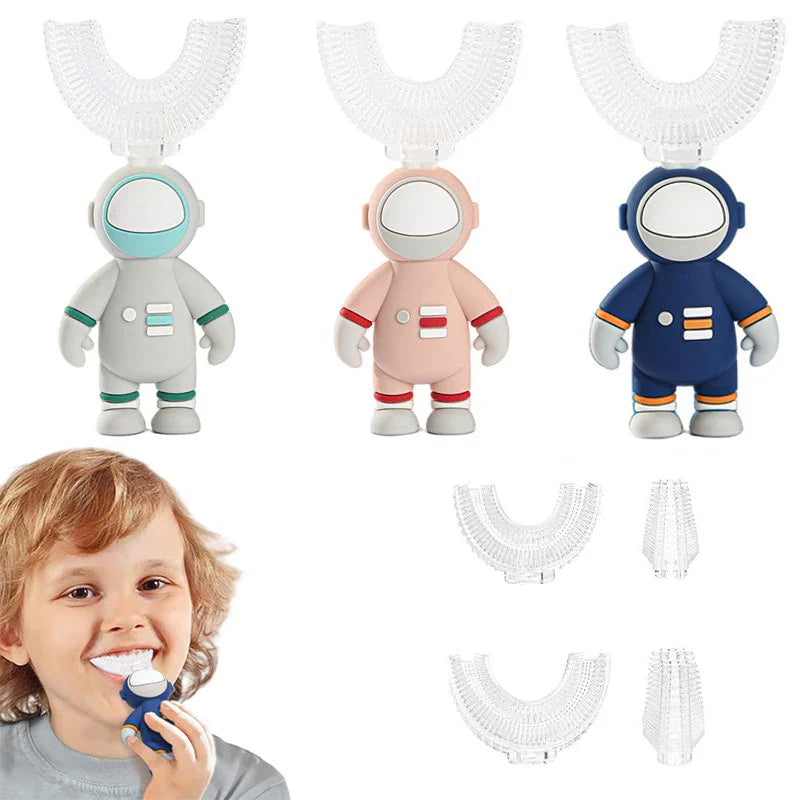 Baby Toothbrush Astronaut Handle Children 360 Degree U-shaped Brush Silicone Teethers Kids Teeth Oral Care Cleaning Baby Goods