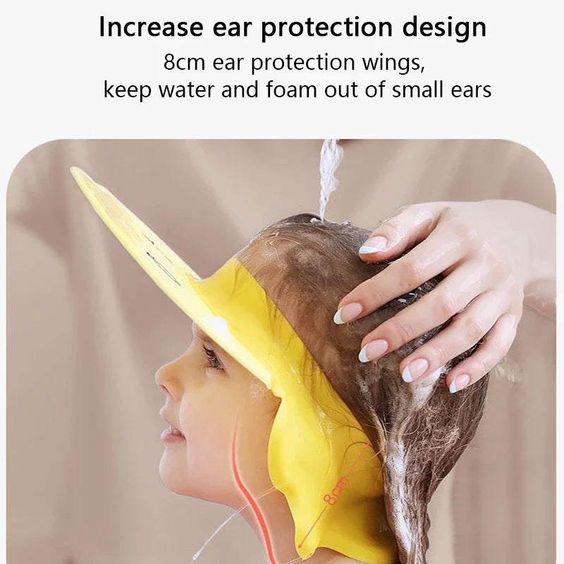 Baby Washing Hat Toddler Bath Shower Cap Children Soft Adjustable Visor Ears Protection Hair Care Infant Shampoo Cap Head Cover