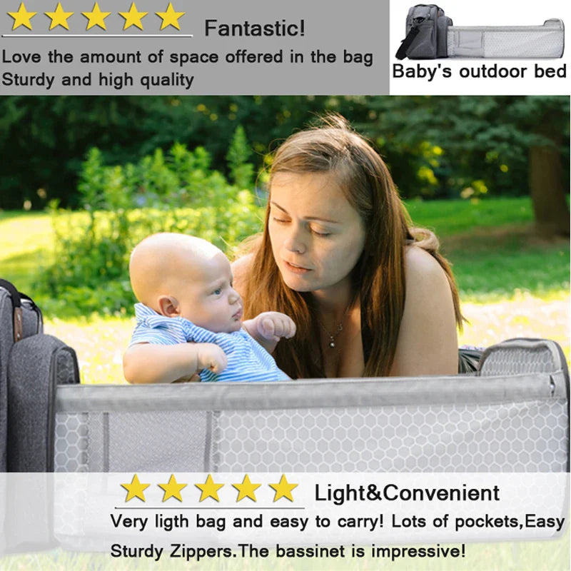 Baby crib multifunctional portable foldable diaper bag mother travel bag baby cradle outdoor diaper changing mat