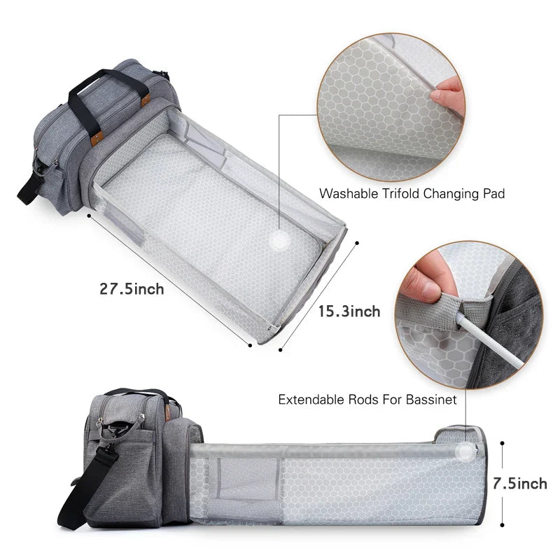 Baby crib multifunctional portable foldable diaper bag mother travel bag baby cradle outdoor diaper changing mat