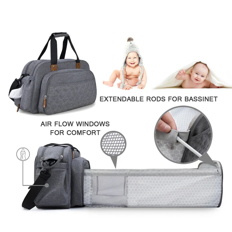 Baby crib multifunctional portable foldable diaper bag mother travel bag baby cradle outdoor diaper changing mat