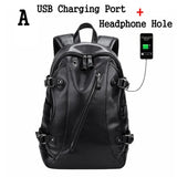 Backpack Men External Usb Charge Waterproof Backpack Fashion Pu Leather Travel Bag Casual School Bag Leather Bookbag