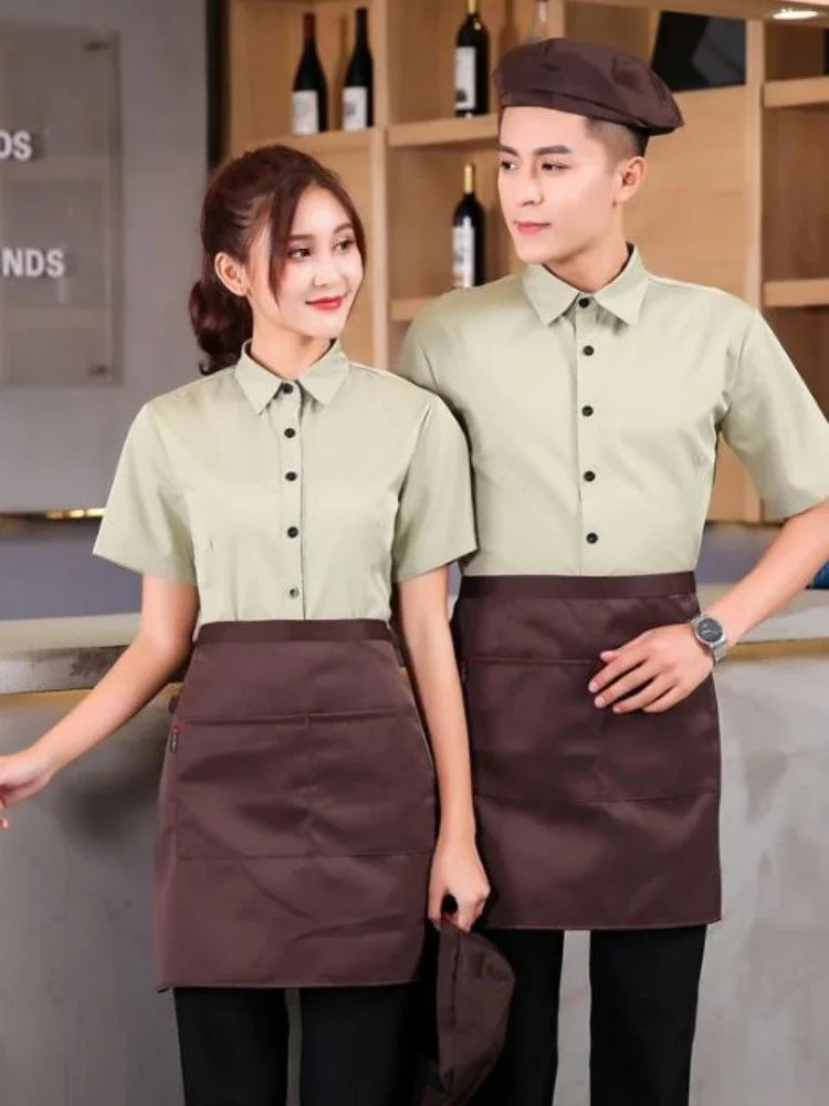 Bakery Work Wear Coffe Shop Waitress Unfiorm Short Sleeve Hotel Uniforms Food Service Workwear Cook Clothing Staff Overalls