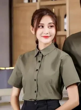 Bakery Work Wear Coffe Shop Waitress Unfiorm Short Sleeve Hotel Uniforms Food Service Workwear Cook Clothing Staff Overalls