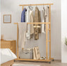 Bamboo Clothes Rail Rack Double Hanging Rails Clothes Rack on Wheels Free Standing Garment Rack with Storage Shelves Coat Rack