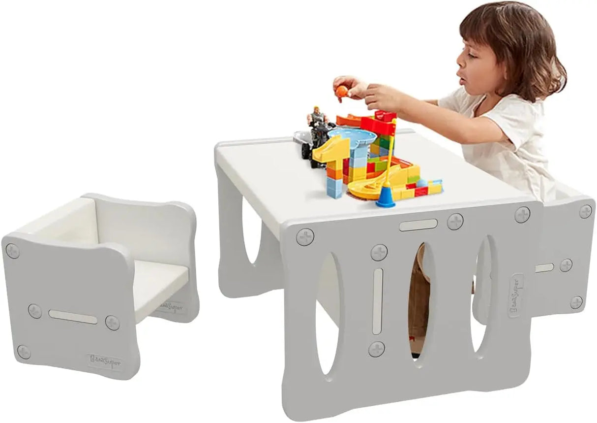 BanaSuper Kid's Table and 2 Chairs Set Plastic Activity Table for Toddlers Children Desk Ideal for Arts & Crafts Snack Time