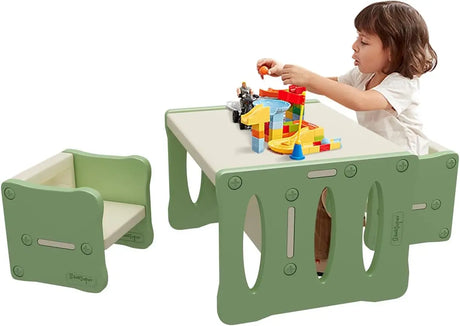 BanaSuper Kid's Table and 2 Chairs Set Plastic Activity Table for Toddlers Children Desk Ideal for Arts & Crafts Snack Time