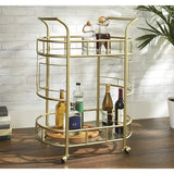 Bar Cart with Matte Gold Metal Finish, 2-Tiers Trolley Cart  Rolling Cart  Kitchen Island Table Meuble De Rangement Cuisine